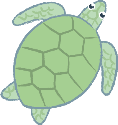 Grafik einer Schildkröte als Symbol für das maritime Ambiente im Little Submarine dem Familiencafé in Jülich.